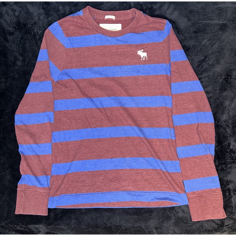 VTG Abercrombie & Fitch Shirt Mens XL Muscle Wide Stripe Red Blue Moose Logo Y2K